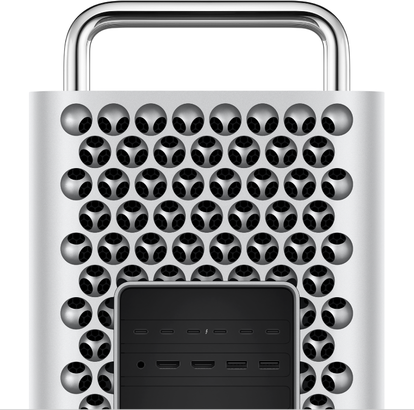 Vue rapprochée des ports et connecteurs du Mac Pro.