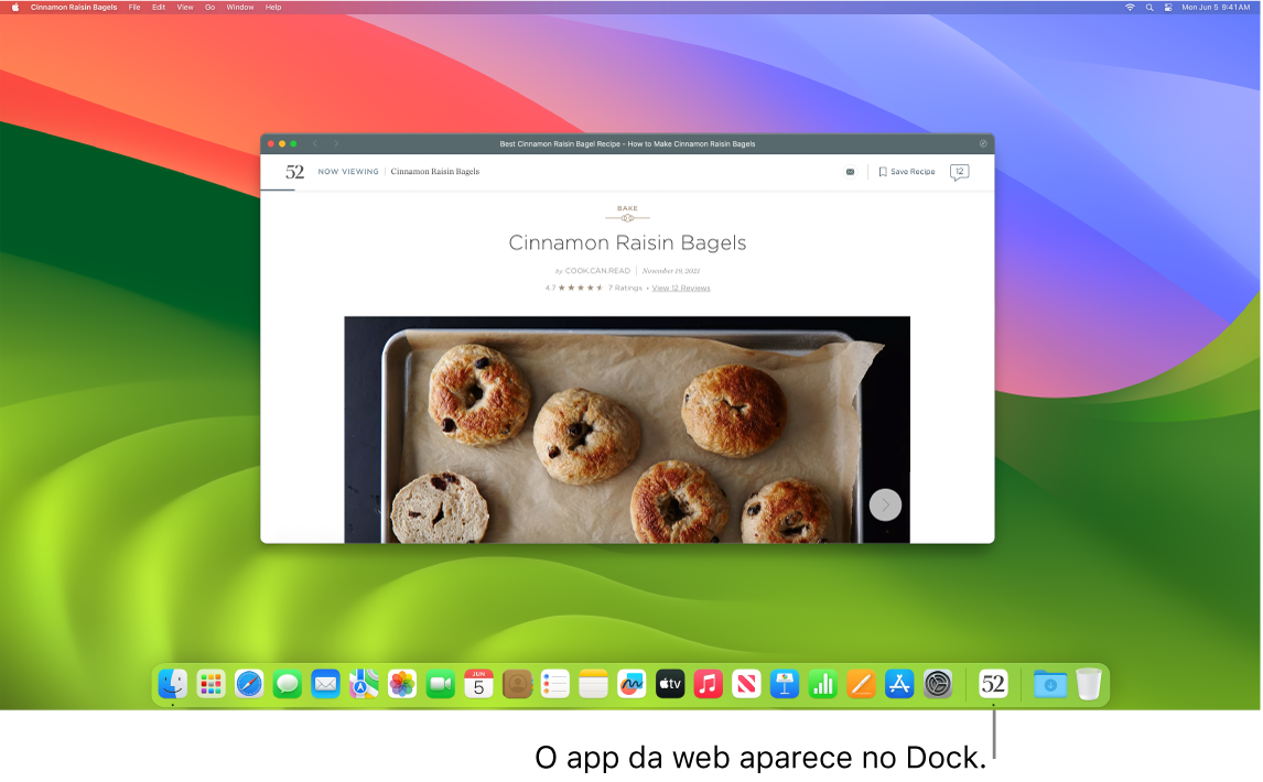 Para abrir um app, clique em seu respectivo ícone no Dock.