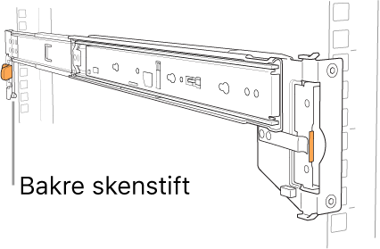 Skenmontering som visar platsen för de bakre skenstiften.