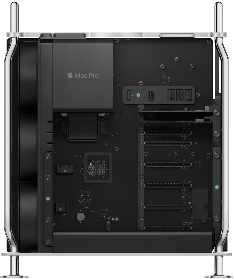 Mac Pro 塔式的內部畫面。