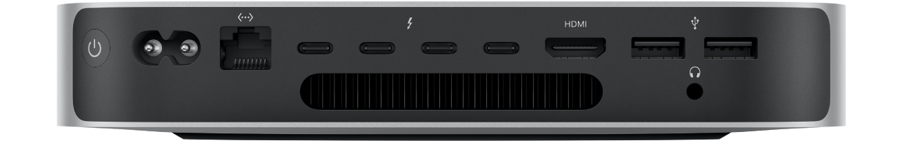 La vue arrière du Mac mini et ses divers ports.