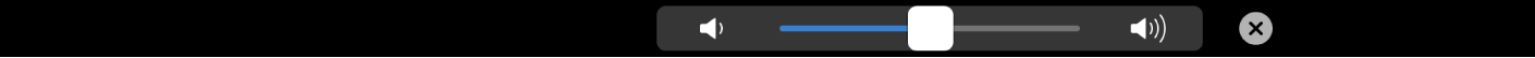 Touch Bar iMovie menampilkan penggeser volume.