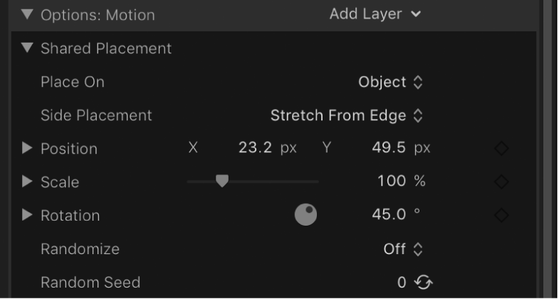 Informationsfenster „3D-Text“ mit den Steuerelementen für die gemeinsame Platzierung