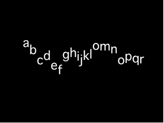 Canvas showing text sequence with Y position offset using a high variance value.