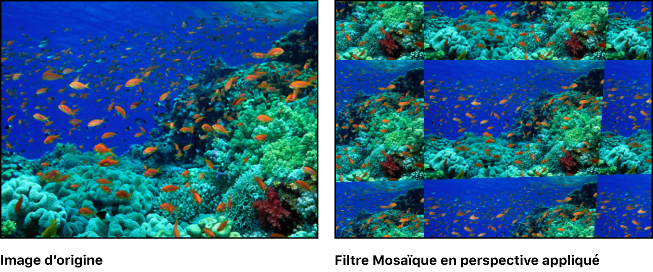 Canevas affichant l’effet du filtre Mosaïque en perspective