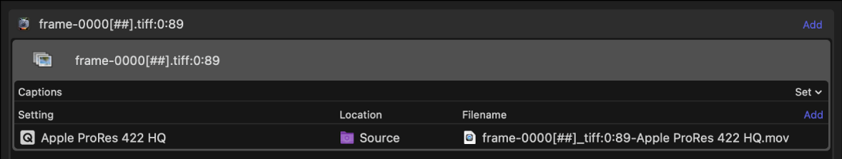 Image sequence job in batch area