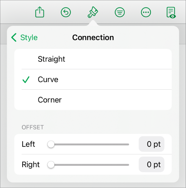 The Connection controls with Curve selected.