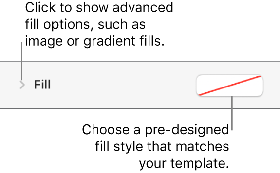 Controls for choosing a fill colour.