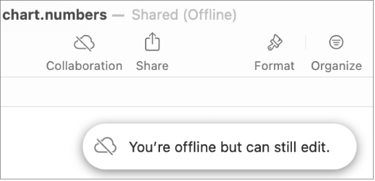 An alert on the screen says “You’re offline but can still edit.”