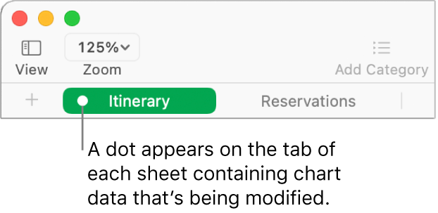 A sheet tab with a dot indicating that a table in this sheet has been referred to in the chart whose data you’re currently editing.