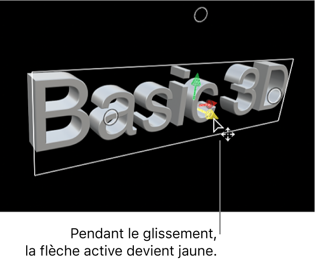 Titre 3D déplacé verticalement le long de son axe Y dans le visualiseur