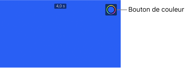 Le visualiseur affichant un arrière-plan uni bleu et le bouton Couleur dans le coin supérieur droit.