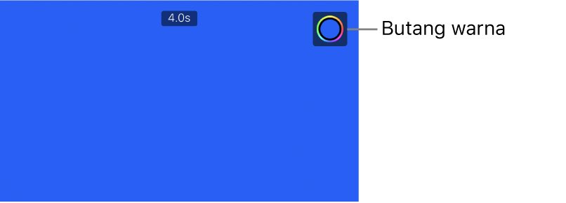 Pemapar menunjukkan latar belakang biru padu dan butang Warna di bahagian kanan atas.