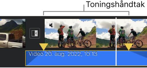 Toningshåndtak i et lydklipp i tidslinjen.