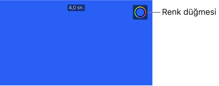 Düz mavi arka planı ve sağ üstte Renk düğmesini gösteren görüntüleyici.