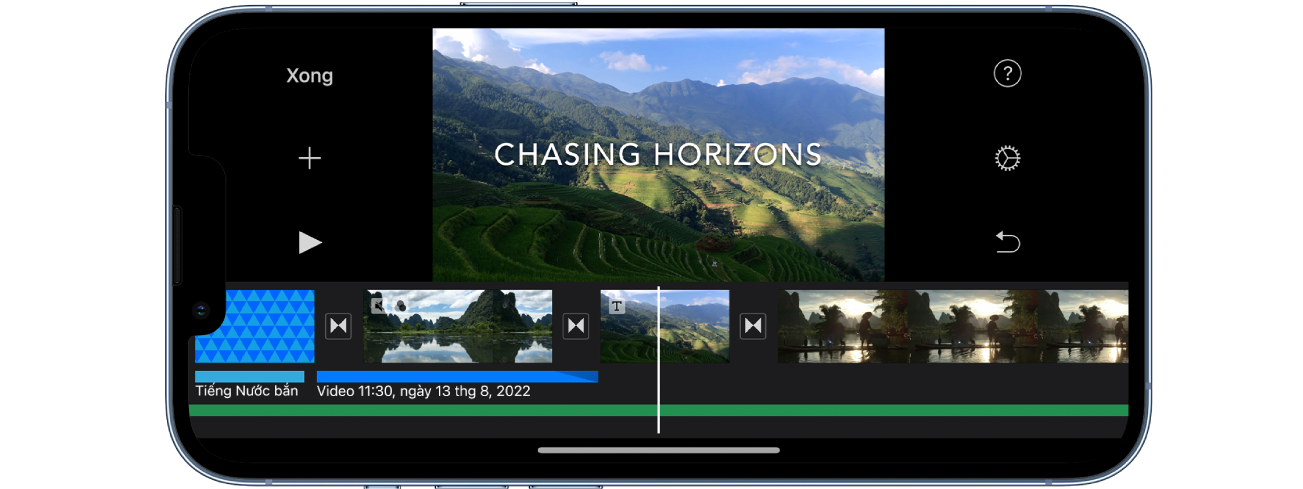 Một dự án phim trong iMovie trên iPhone.