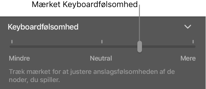 Mærket Keyboardfølsomhed i Info om Smart Controls.