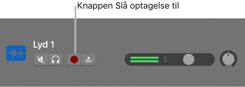 Sporoverskrift med knappen Slå optagelse til.