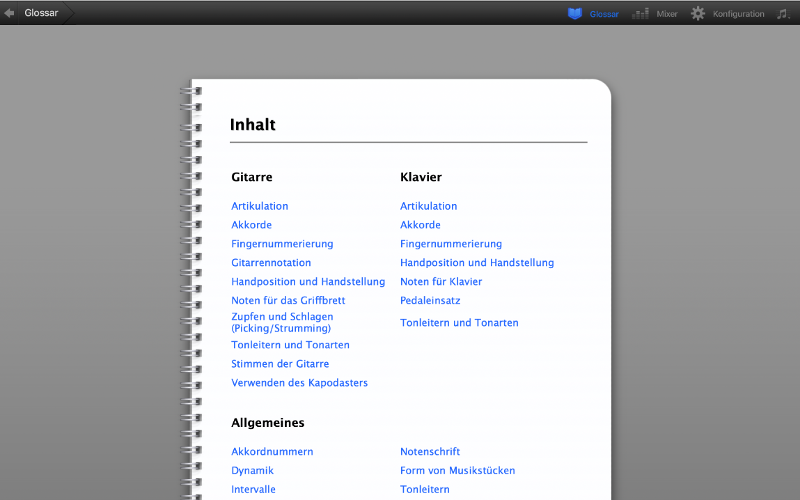 Glossar „Instrument lernen“