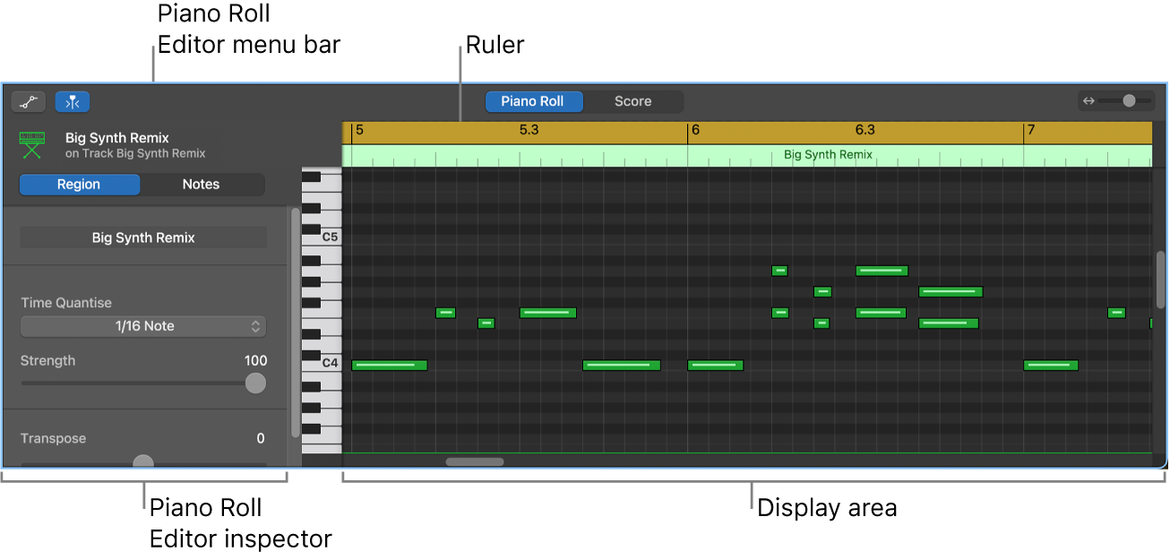 The Piano Roll Editor.