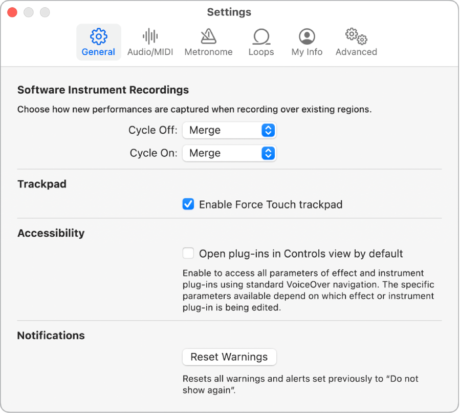 General Settings pane.