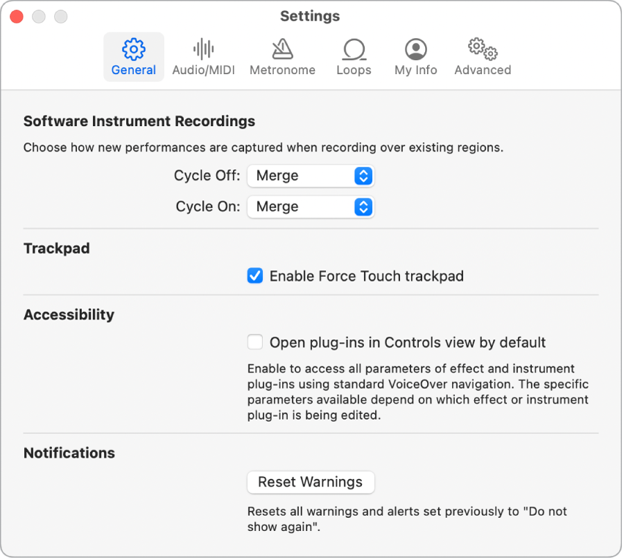 General Settings pane.