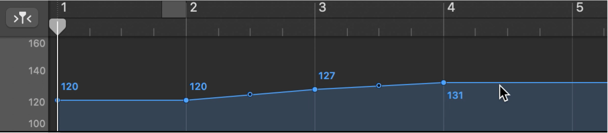 Pista de tempo, a la que se agrega un punto de control de tempo.