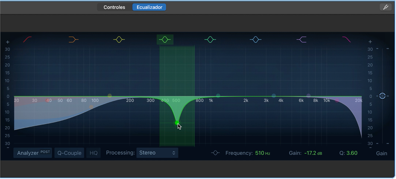 Ecualizador (EQ) de Smart Controls.