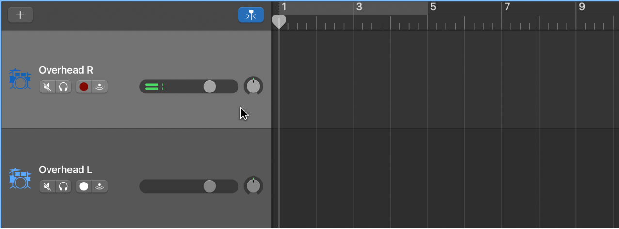 Sélection de l’en-tête d’une piste audio.