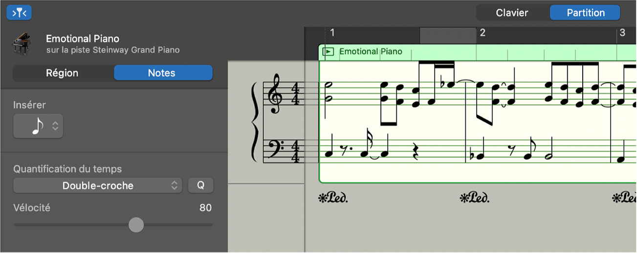 Notation dans l’éditeur de partition.