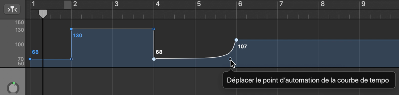 Création d’une courbe de tempo sur la piste de tempo.