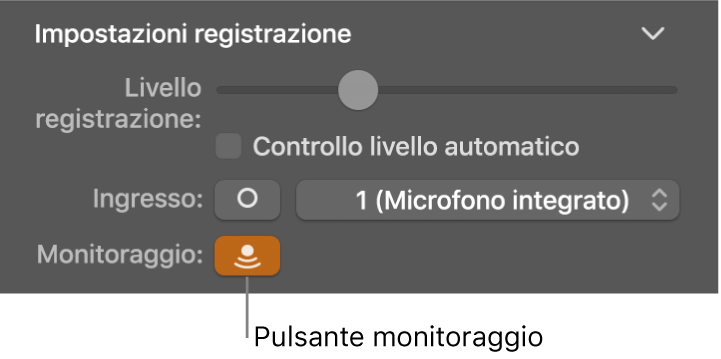 Pulsante “Monitoraggio ingresso” nell’inspector “Smart Control”.