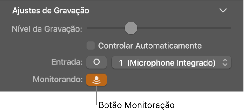 Botão Monitoração de Entrada no inspetor de Smart Controls.