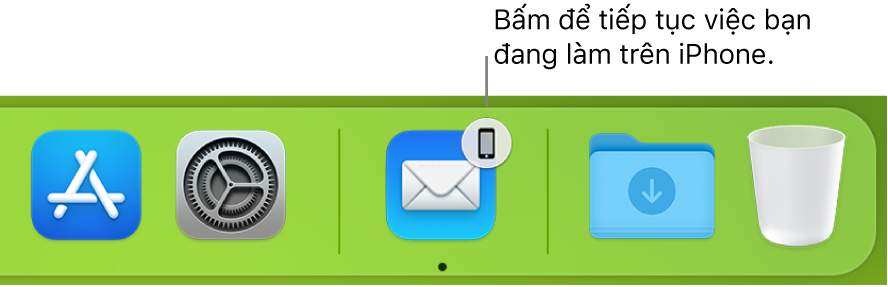 Biểu tượng Handoff hiển thị trong Dock.