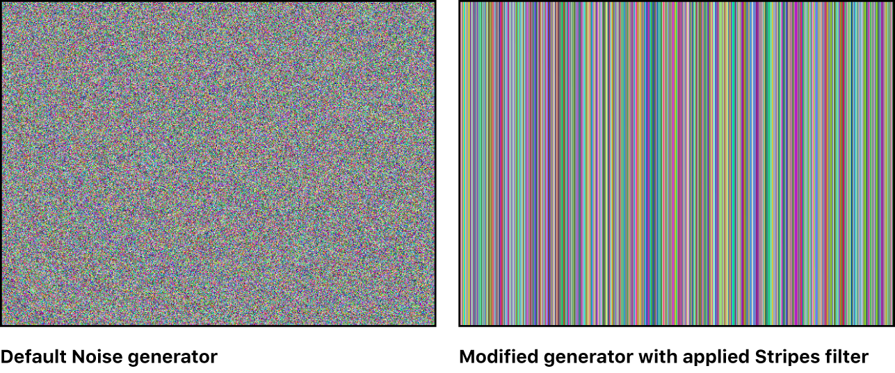 Canvas nur mit Generator „Rauschen“ und kombiniert mit dem Filter „Streifen“