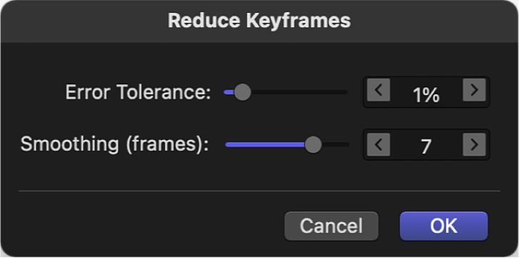 Reduce Keyframes dialog