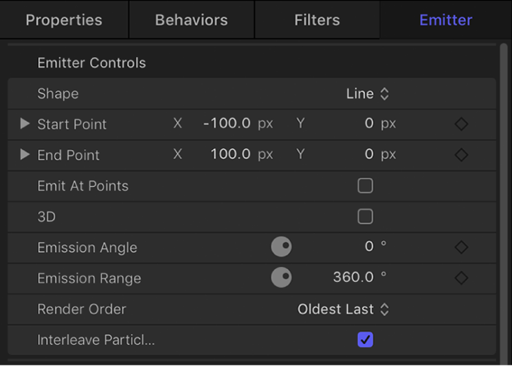 Inspector showing controls that correspond to HUD’s graphical emission control