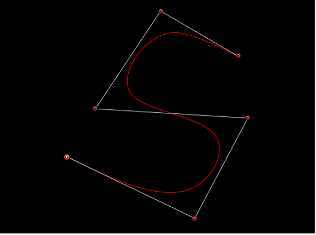 Lienzo con una curva S creada con tiradores B-Spline