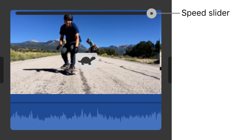 Rabbit icon and speed slider appearing on clip in timeline