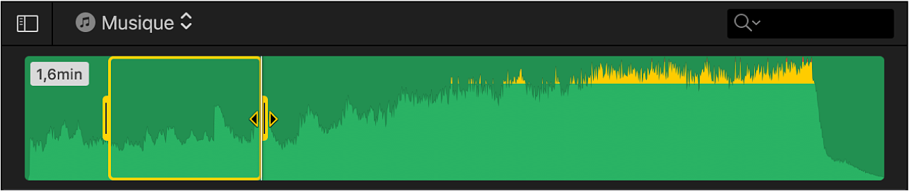 Plage sélectionnée dans un plan audio