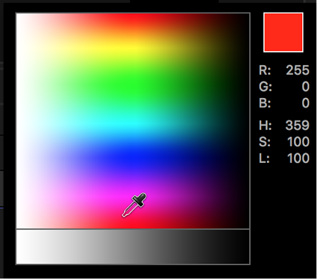 El control de cuentagotas en la paleta de colores emergente