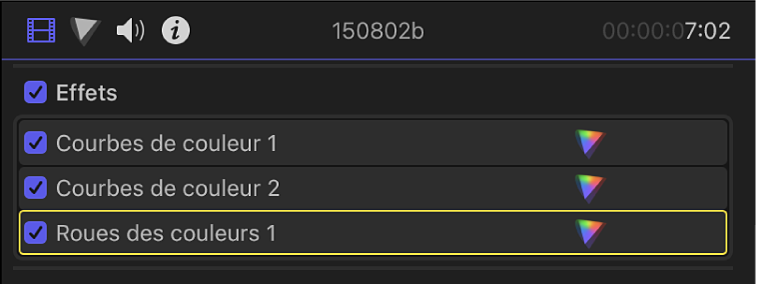 Effets d’étalonnage dans la section Effets de l’inspecteur vidéo