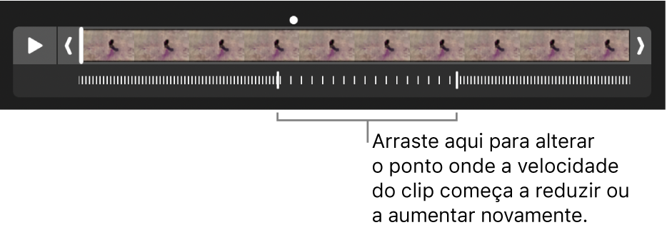 Um vídeo em câmara lenta com puxadores que pode arrastar para alterar onde o vídeo abranda e volta a acelerar.