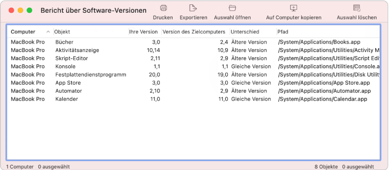 Systemberichtsfenster