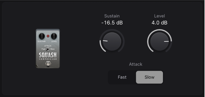 Abbildung. Das Effektpedalfenster „Squash Compressor