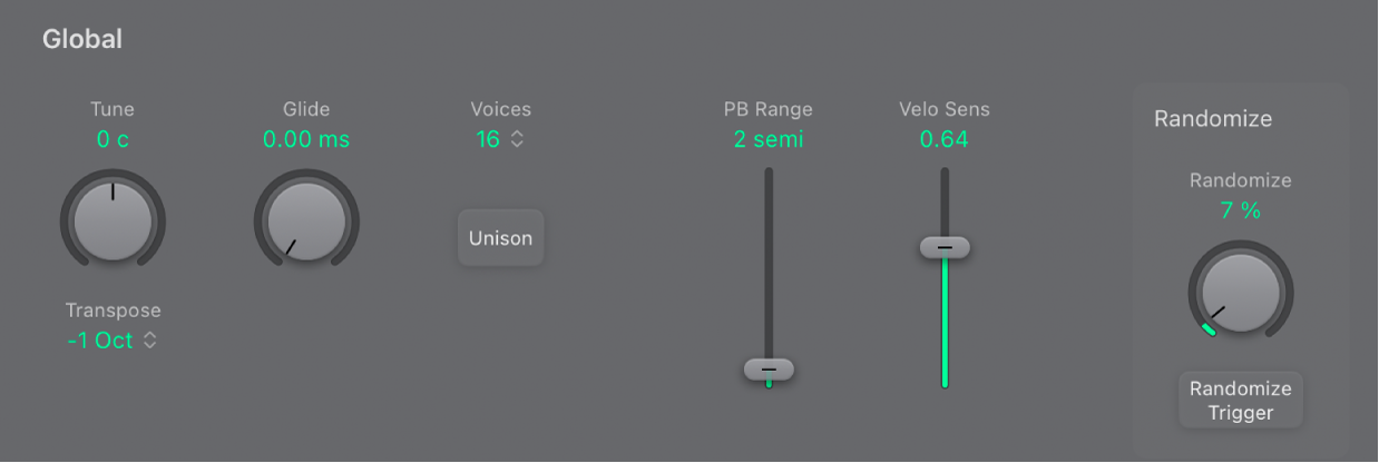 Figure. EFM1 Global parameters.