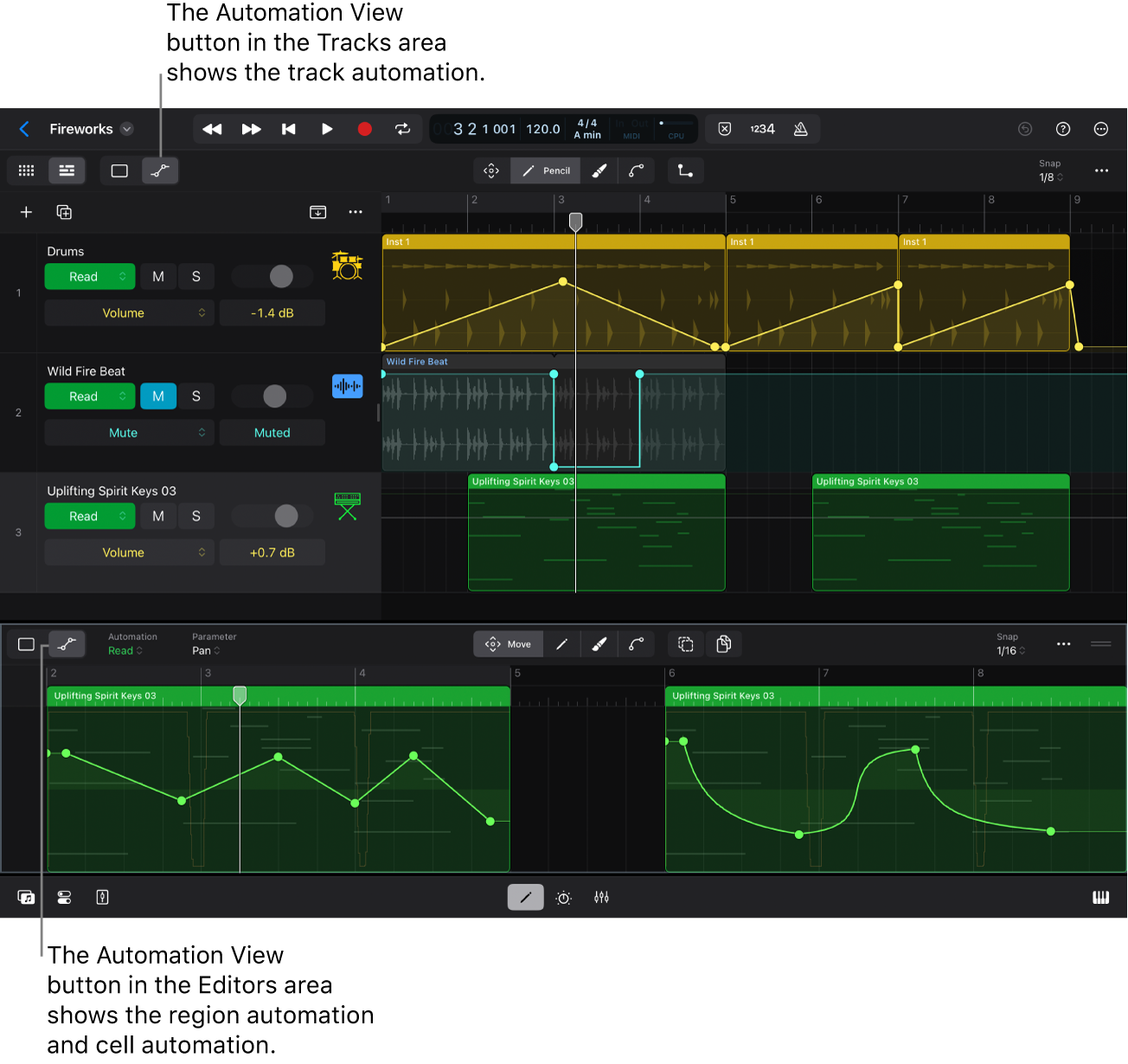 Figure. Automation View buttons.