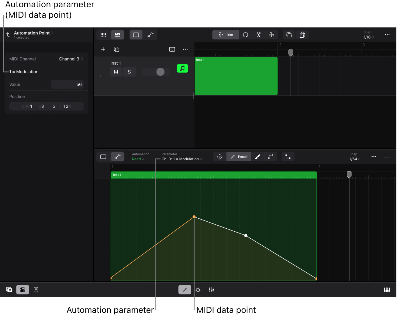 Figure. Automation point inspector parameters.