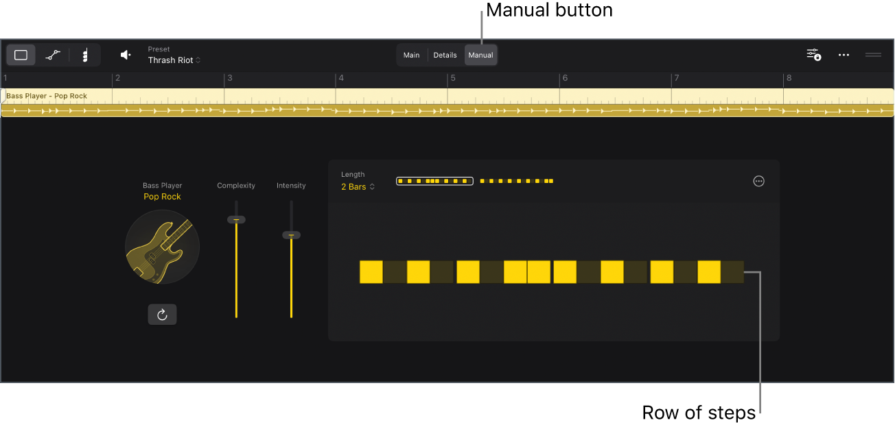 Figure. Manual view in the Session Player Editor.