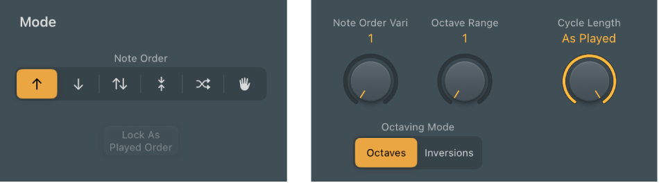 Figure. Arpeggiator Note Order parameters.